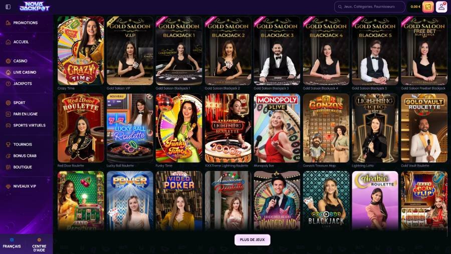 Nova Jackpot Casino Live Casino