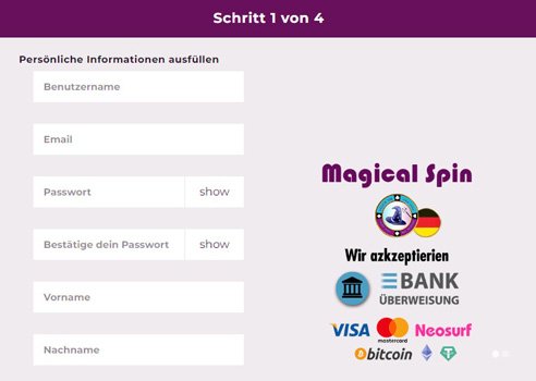 Registrierung Magical Spin