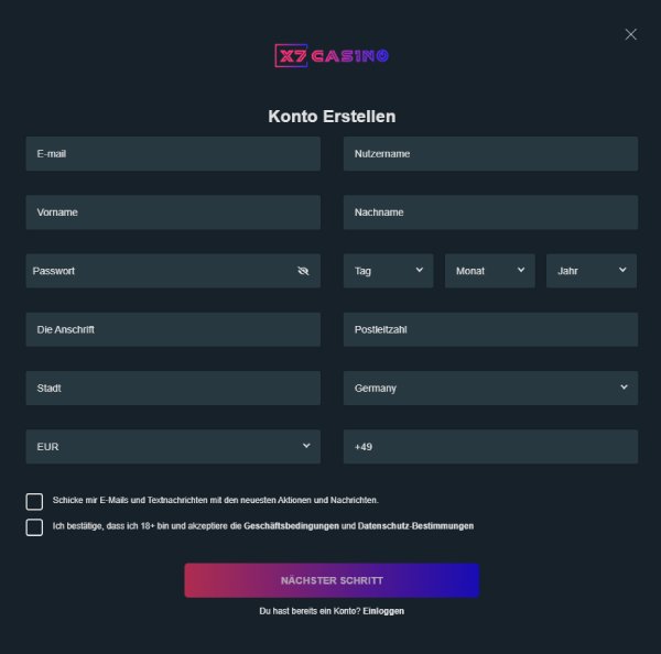 X7 Casino Registrieren