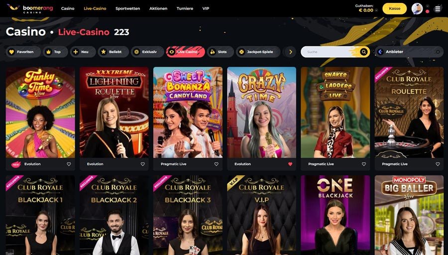 Live-Casino Boomerang Casino