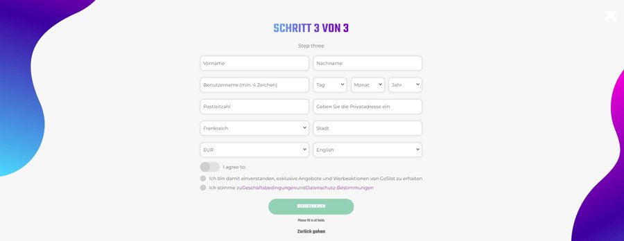 Registrieren 3 Goslot