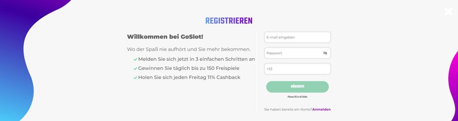 Registrieren Goslot