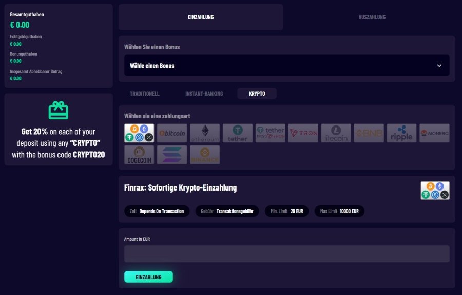 Vegaz Casino Einzahlung Krypto