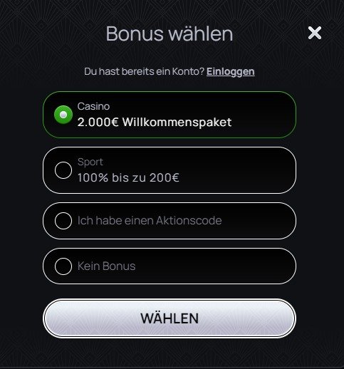 Casinova bonus wählen