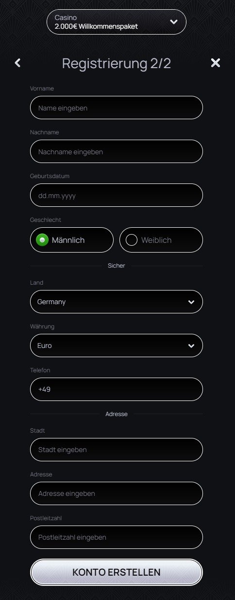 Casinova registrierung schritt 3