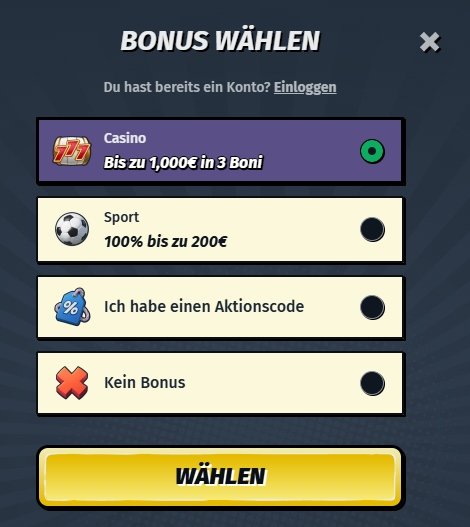 AllySpin Bonus wählen