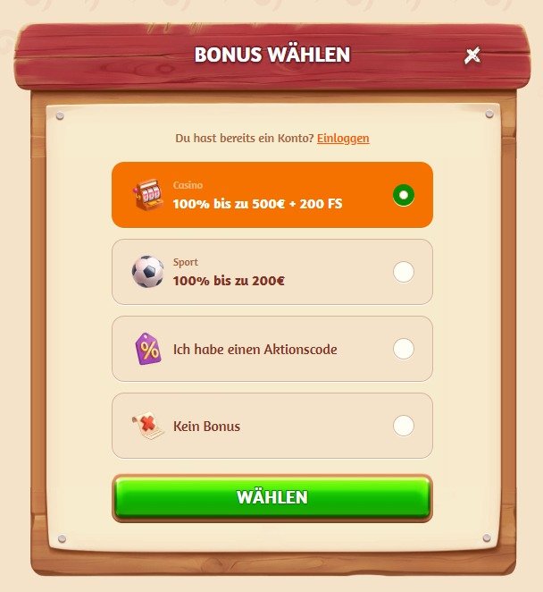 BillyBets Casino Bonus Wahlen