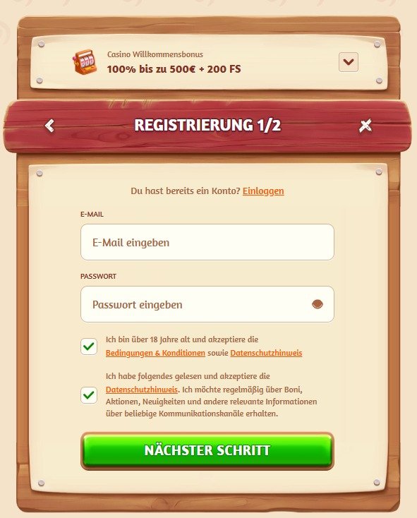 BillyBets Casino registrierung 1/2