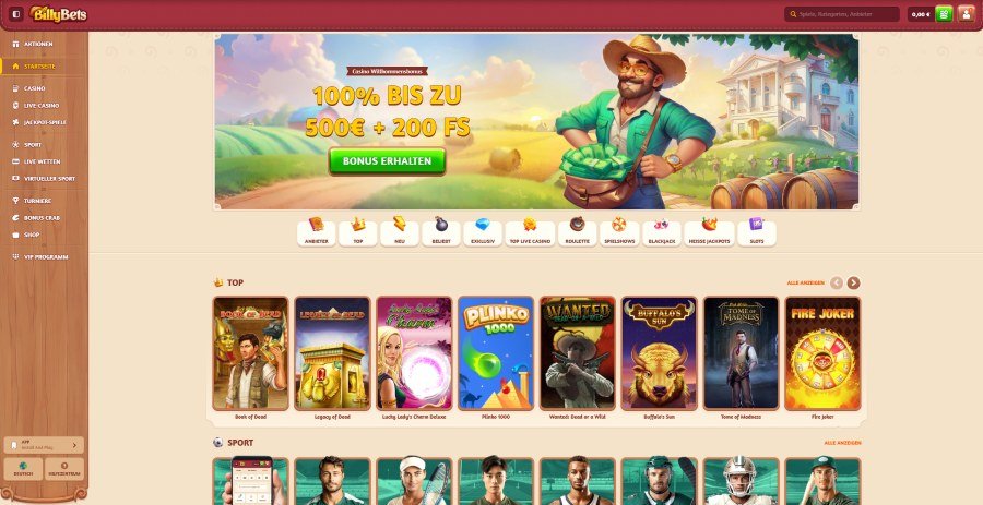 BillyBets Casino startseite