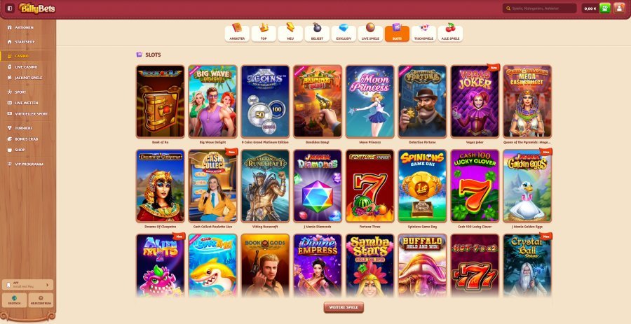 BillyBets Casino spielautomaten